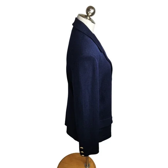 St. John Navy Blue Blazer with Gold Buttons - Picture 4 of 15